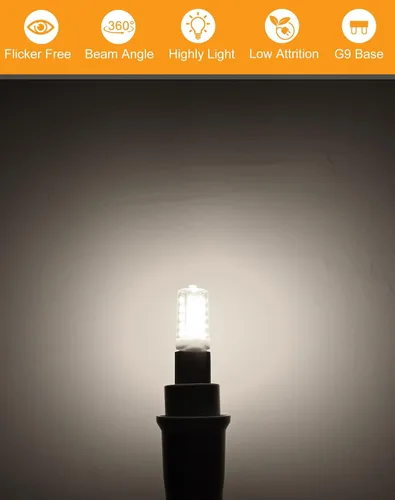 Miniatura 3 de Paquete de 10 bombillas LED G9, bombillas de araña T4 equivalentes a 40 vatios, 4W 5000K luz blanca diurna 450 lúmenes no regulables, base bi-pin G9