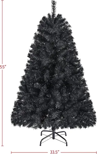 Miniatura 3 de Yaheetech - Árbol de pino artificial de Halloween negro de 4.5 pies, para decoración de fiestas en casa, oficina, fiestas, en interiores