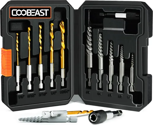 Miniatura 7 de Coobeast Juego de Extractor de Tornillos de 11 Piezas, Juego de Brocas de Mano Izquierda y Extractor de Pernos Fácil de Quitar Tornillos Rotos