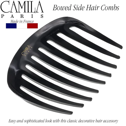 Miniatura 7 de Camila Paris CP2873 Peine lateral francés pequeño redondeado, negro, peines de pelo con giro francés, pinzas de pelo de sujeción fuerte para mujer