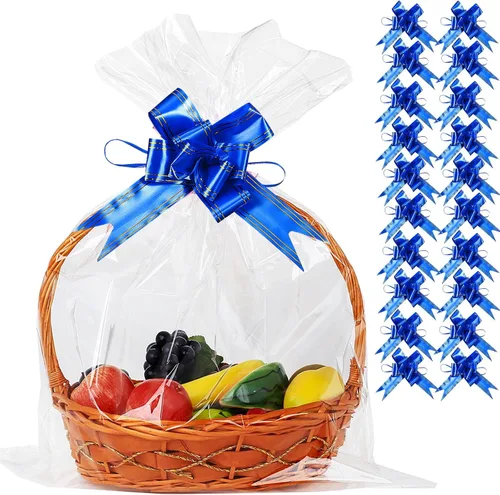 Miniatura 11 de UltraOutlet Paquete de 50 bolsas grandes de celofán de 18 x 24 pulgadas, cesta de regalo de celofán transparente, 2.3 mil de grosor, bolsas