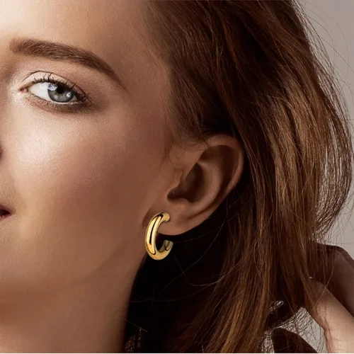 Miniatura 4 de Wgoud Juego de 6 pares de aretes de aro de oro para mujer, chapados en oro de 14 quilates, hipoalergénicos, ligeros, gruesos, abiertos, joyería