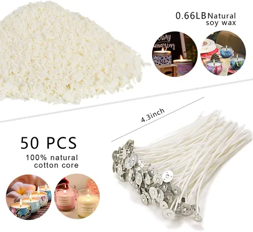 Miniatura 3 de Kit de Fabricación de Velas, Herramientas para Hacer tus Propias Velas de Cera de Soya, Incluye Olla para Derretir Cera, Mechas, Adhesivos