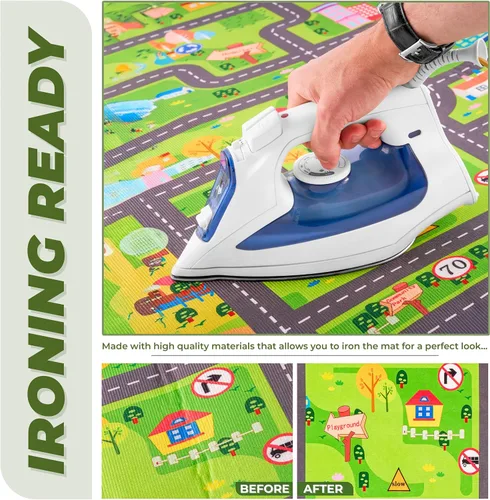 Miniatura 6 de Sorbus Alfombra de coche City Road lavable para niños, alfombra de automóvil, tapete de juego de piso, fácil de limpiar, alfombras lavables