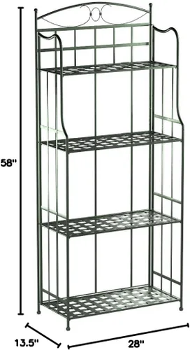 Miniatura 3 de International Caravan Estante para panaderos de hierro de 4 niveles Santa Fe en Verdi Gris
