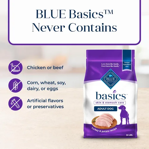 Miniatura 6 de Blue Buffalo Basics Alimento seco para perros adultos, cuidado de la piel y el estómago, dieta de ingredientes limitados para perros, receta