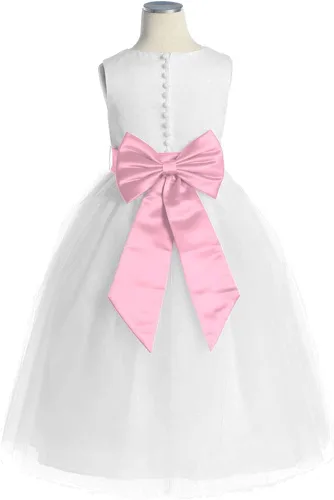 Miniatura 2 de Lito - Vestido de satén para niña con banda extraíble y falda de tul