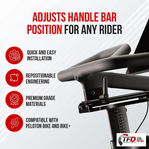 Miniatura 3 de TFD Ajustador, compatible con Peloton Bike & Bike+ (original y Bike Plus), fabricado en EE. UU. - Manillar Mod ajusta la posición de la barra