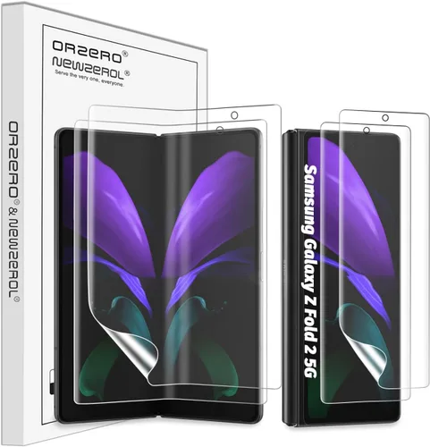 Orzero (2 juegos) Compatible con Samsung Galaxy Z Fold 2 5G, 2 protectores de pantalla frontal de TPU y 2 protectores de pantalla interiores de alta