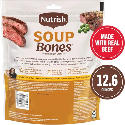 Miniatura 5 de Nutrish Soup Bones Masticables Premium para Perros con Carne de Res Real y Cebada, Relleno de Media Navideña para Perros, 6 Masticables (Rachael Ray)