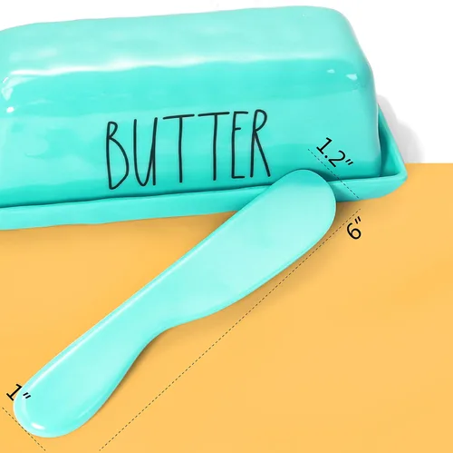 Miniatura 7 de TP Mantequillera con tapa, soporte para mantequilla de melamina para encimera con cuchillo, recipiente para mantequilla con tapa, irrompible