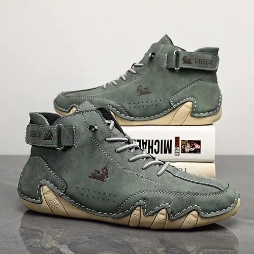 Miniatura 36 de JishinGal Botas Chukka de ante para hombre, ligeras, descalzas, para caminar, al aire libre, informales, italianas, hechas a mano, de caña alta, sin