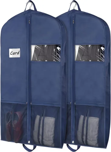 Miniatura 14 de Zilink Bolsa para trajes de 43 pulgadas Bolsas para trajes de viaje con bolsillos Funda transpirable para vestidos y trajes para almacenamiento
