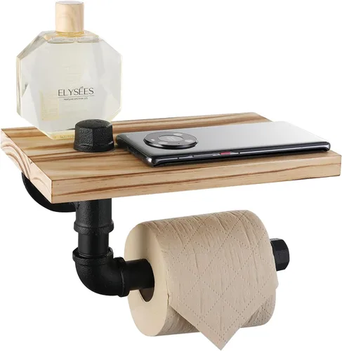 Livabber Portarrollos de papel higiénico de tubo industrial, estilo vintage, soporte de pared para baño, sala de estar y cocina (7 pulgadas con