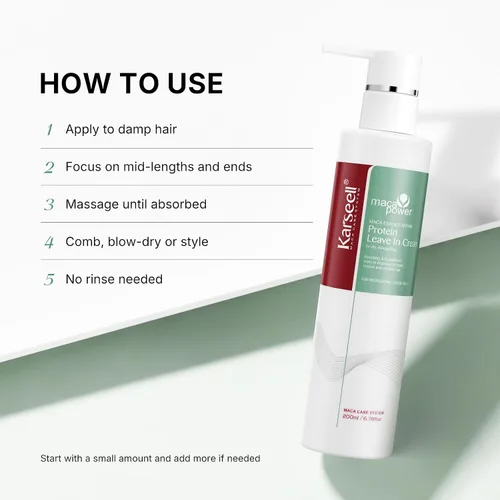 Miniatura 5 de Karseell Crema de Proteína Reparadora Acondicionador Sin Enjuague Tratamiento Capilar Crema de Proteína Orgánica para Cabello Seco Dañado