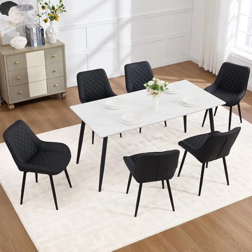 Miniatura 31 de Silla de Comedor, Sillas de Comedor Modernas con Cojines Gruesos, Sillas de Comedor de Cocina y Salón Tapizadas en Cuero Sintético con Patas Negro