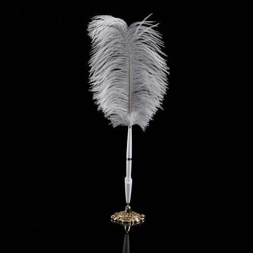 Tyenaza Pluma de pluma de avestruz retro, pluma de firma de oficina, regalo de cumpleaños personalizado, pluma de avestruz, pluma de agua de