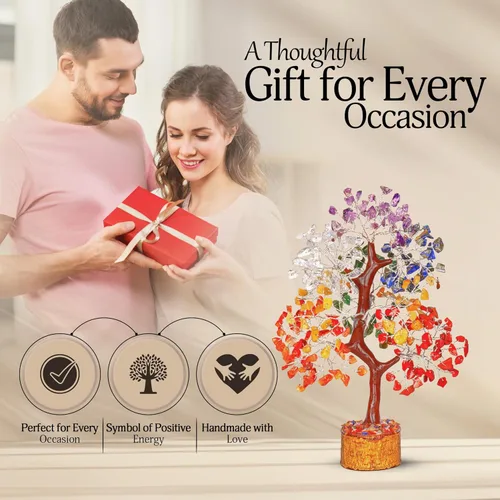 Miniatura 7 de YATSKIA Árbol de la vida de cristal de 7 chakras, piedras preciosas y cristales, decoración de oficina en casa, regalos de cumpleaños para mujeres