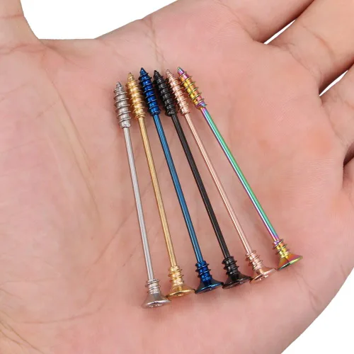 Miniatura 2 de Ruifan, arete con forma de haltera industrial, tornillo, piercing para el cartílago de la oreja, ancho de 14, de 1.5 pulgadas (38 mm), 2 a 5 piezas
