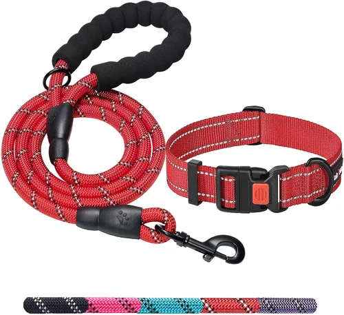 Miniatura 8 de Ladoogo Correa para perro resistente, mango acolchado cómodo, 5 pies de largo - Correas para perros pequeños, medianos y grandes