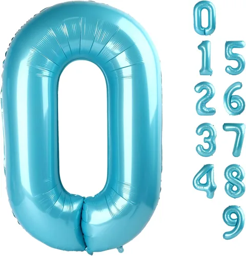 Miniatura 155 de Globos de números de 5 globos de 40 pulgadas, decoraciones de cumpleaños azules para niños y niñas, globos de números azul marino grandes