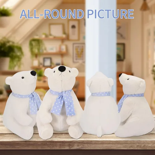 Miniatura 3 de Oso polar de peluche, 9.8 pulgadas, realista, súper suave, lindo oso polar con bufanda, lindo juguete de peluche Kawaii para niños, niños, familia