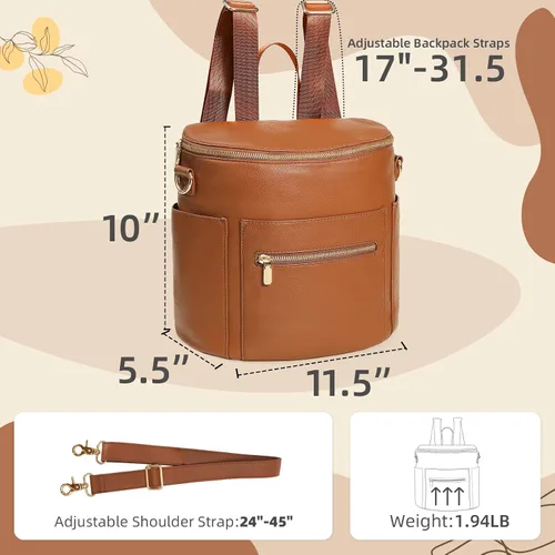 Miniatura 6 de miss fong Pequeña bolsa de pañales mini bolsa de pañales, mochila de cuero para pañales con 14 bolsillos, bolsillos aislados y correa para el hombro