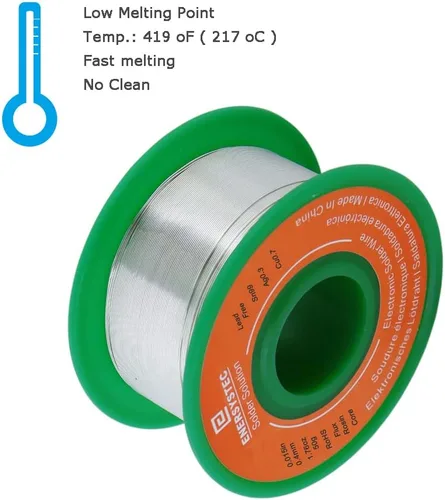 Miniatura 4 de Alambre de soldadura de 0.016 in calibre extra fino 0.015 pulgadas de diámetro núcleo de flujo de colofonia sin plomo 1.76 oz 1.76 oz Sn99 Ag0.3