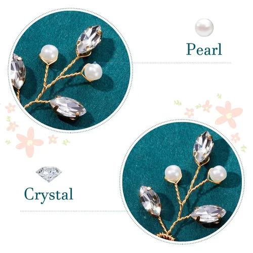 Miniatura 6 de Syhood 6 horquillas para el pelo de novia de cristal de perlas con diamantes de imitación, horquillas para el pelo de boda, accesorios de graduación