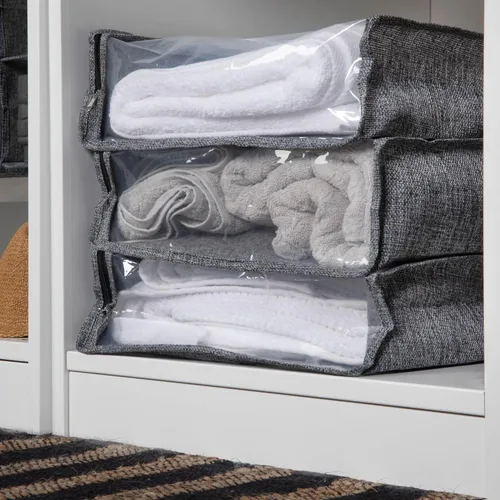 Miniatura 10 de Household Essentials Bolsas de almacenamiento para suéter con cremallera para debajo de la cama con panel de visión transparente, juego de 3