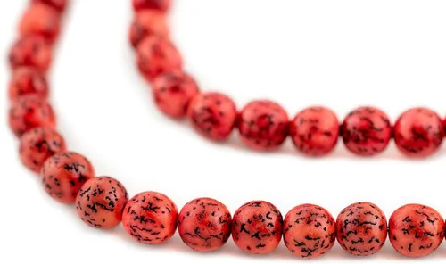 The Bead Chest Cuentas redondas naturales de color rojo rubor (0.315 in)