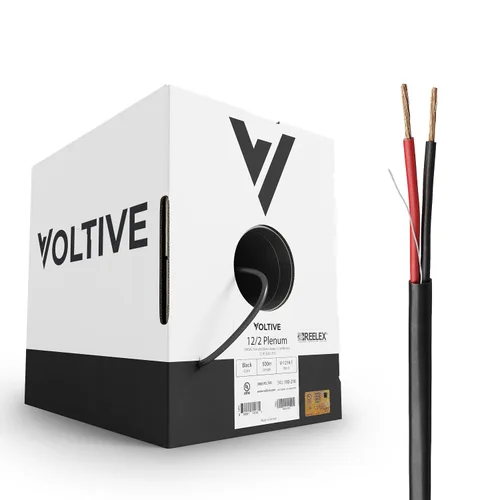Miniatura 19 de Voltive Cable de altavoz 16/2, Plenum CL3P, negro, 100 pies - 16AWG, 2 conductores, cobre trenzado sin oxígeno, listado UL - V-1217-1
