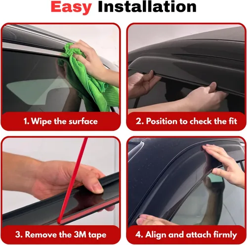 Miniatura 7 de KPY Visor de Ventana Compatible con Hyundai Accent Sedan 2012-2017, Protector de Lluvia de 4 Piezas Deflectores de Ventilación de Ventana Lateral