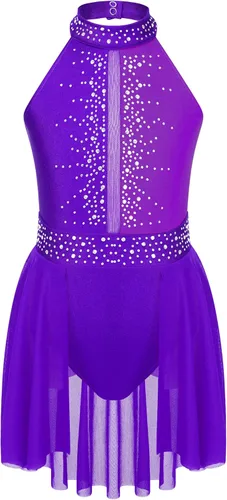 Miniatura 3 de CHICTRY Kids Girls Sparkly Rhinestone Ballet Gymnastics Leotards Modern Lyrical Dance Costume