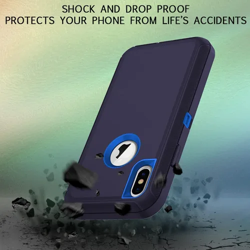 Miniatura 4 de I-HONVA Funda para iPhone Xs Max, a prueba de golpes, a prueba de polvo y caídas, 3 capas de protección de cuerpo completo