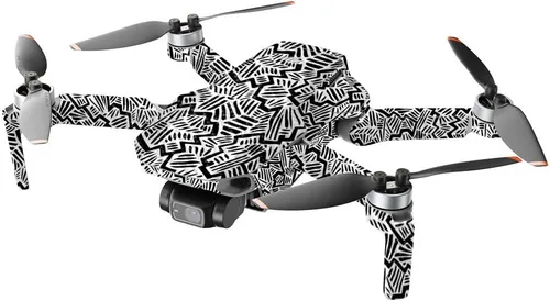 Miniatura 2 de MightySkins - Drone portátil de fibra de carbono compatible con DJI Mini 2, negro abstracto, acabado de fibra de carbono texturizado protector