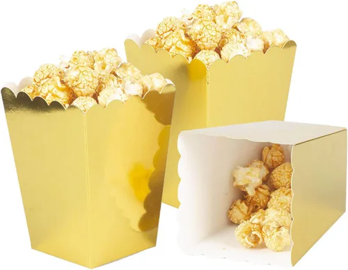 Miniatura 6 de Cajas negras para palomitas de maíz, mini caja de papel para palomitas de maíz, contenedor de cartón para palomitas de maíz para fiestas, paquete