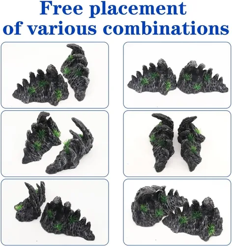 Miniatura 7 de Decoración de pecera de rocas para acuario, Jagged Canyon Rock Formation Kit de decoración de acuario, adecuado para una variedad de escenas