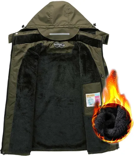 Miniatura 6 de Chaqueta impermeable de esquí de montaña para hombre, resistente al viento, abrigo cálido con capucha para invierno