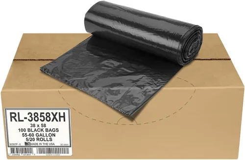 Miniatura 2 de Aluf Plastics - Bolsas de basura de 55 galones para contenedor de basura (100 unidades) - 38 x 58 pulgadas - Bolsas de basura negras gruesas Negro