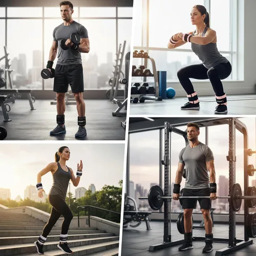 Miniatura 6 de APEXUP 10 libras/par de pesas de tobillo ajustables para mujeres y hombres, correas de peso modularizadas para piernas para yoga, caminar, correr