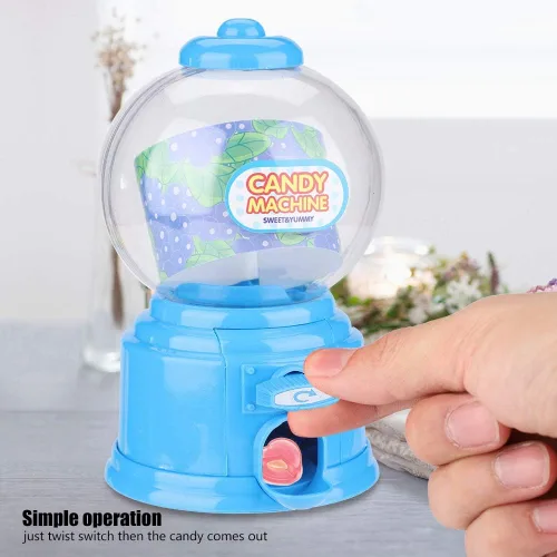 Miniatura 3 de Fdit Máquina portátil de caramelo para niños Mini dispensador de bolas de goma de plástico Regalo de jardín de infantes (azul)