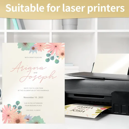Miniatura 4 de 25 hojas de cartulina color crema brillante de 8.5 x 11 pulgadas, papel de impresora pesado de 92 libras para invitaciones de boda, manualidades