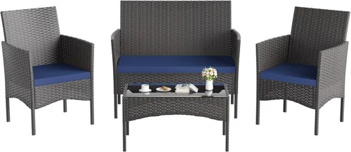 Miniatura 62 de Kullavik Juego de 13 muebles de patio al aire libre con mesa de fogata de gas propano de 43 pulgadas, 55000 BTU, mimbre de polietileno, sofá Arena