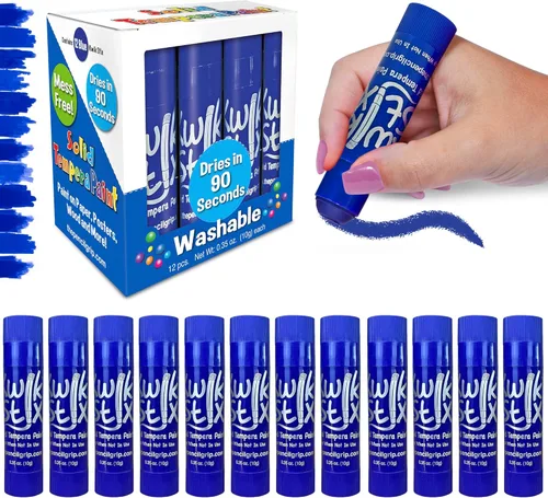 Miniatura 14 de Kwik Stix - Varillas de pintura de témpera sólidas, paquete de 12 unidades, color negro, lavables del mismo color, de secado rápido (90 segundos)