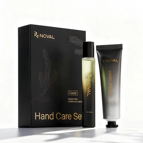 NOVAL Juego de cuidado de manos y cutículas para hombres con aroma a cedro, aceite esencial para cutículas masculinas y crema de manos con jojoba,