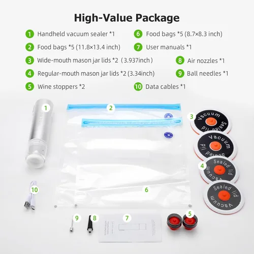 Miniatura 7 de INKBIRD Sellador al vacío compacto para alimentos, sellador al vacío de mano recargable con tanque de almacenamiento de líquidos para conservación 8