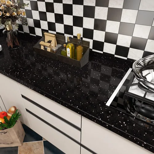 Miniatura 2 de FunStick 15.7"x240" Black Granite Countertop Contact Paper Waterproof Black Granite Wallpaper Peel and Stick Countertops for Kitchen Bathroom