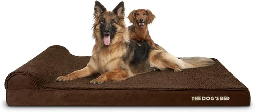 Miniatura 17 de The Dog's Bed - Cama Ortopédica para Perros con Reposacabezas XL Negra de Felpa, Espuma Viscoelástica, Alivio del Dolor para Artritis, Displasia