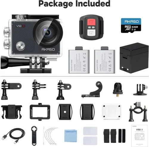 Miniatura 6 de AKASO V50X Cámara de acción WiFi nativa 4K30fps con pantalla táctil EIS Zoom 4X, resistente al agua hasta 40 metros, soporte para micrófono externo